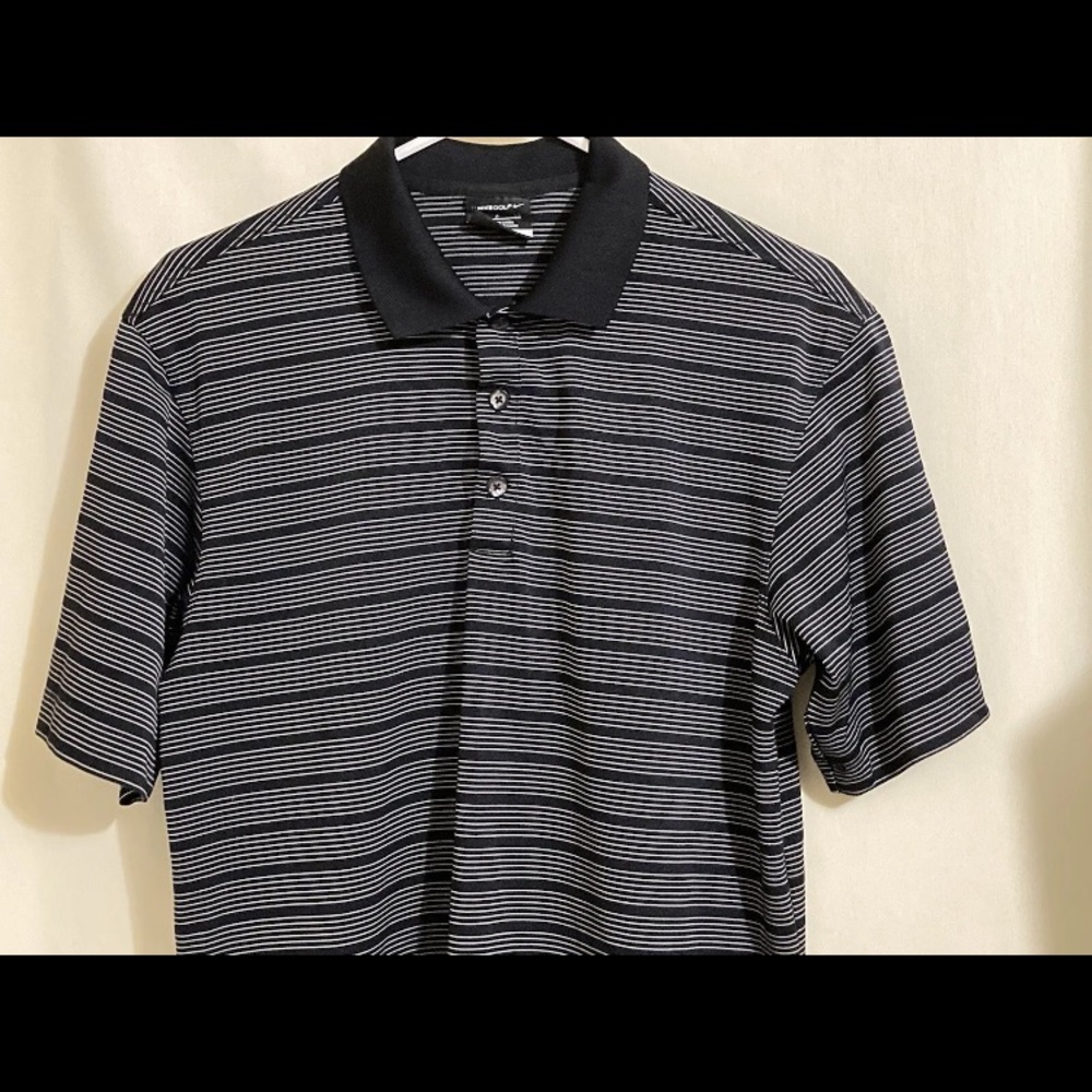 Nike Golf Dri Fit Men’s Black Stripe Short Sleeve Embroidered Polo Size Small